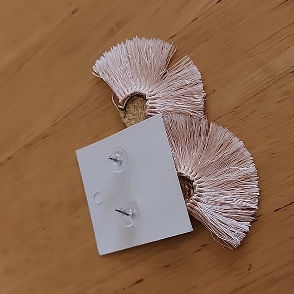 Pink Fringe Tassel Earrings - Picture 3 of 3